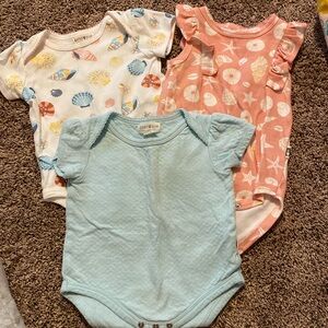 Set of three beach theme onesies